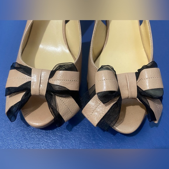 New Kate Spade New York Billow bow sling back beige heeled peep toe sandals - Picture 14 of 14